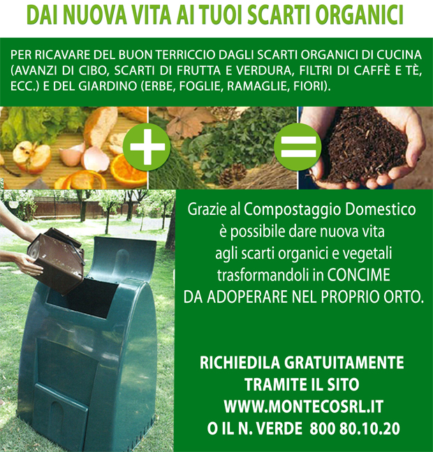 Compostaggio Domestico.E' possibile richiedere una compostiera in comodato d'uso gratuito