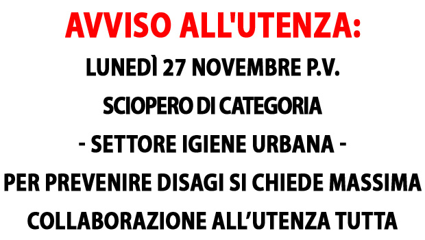 Lecce. Gli operatori ecologici hanno proclamato lo sciopero per la giornata di lunedì 27 novembre p.v.